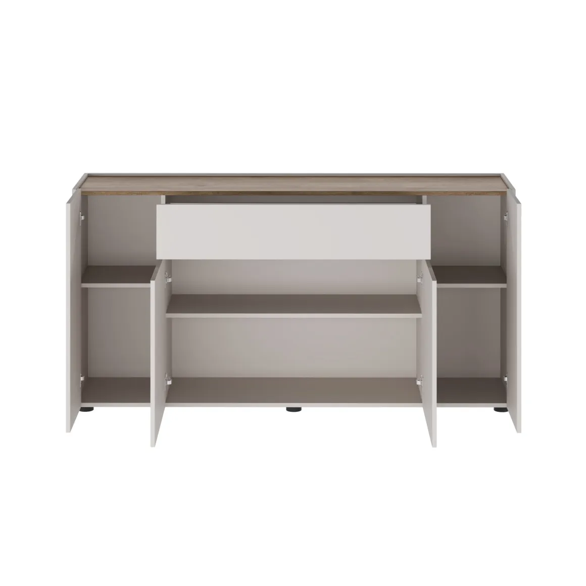 Credenza Beige Marrone Noce un Cassetto 3 Ripiani 170x40x85h cm, Apertura Battente - Cirimido