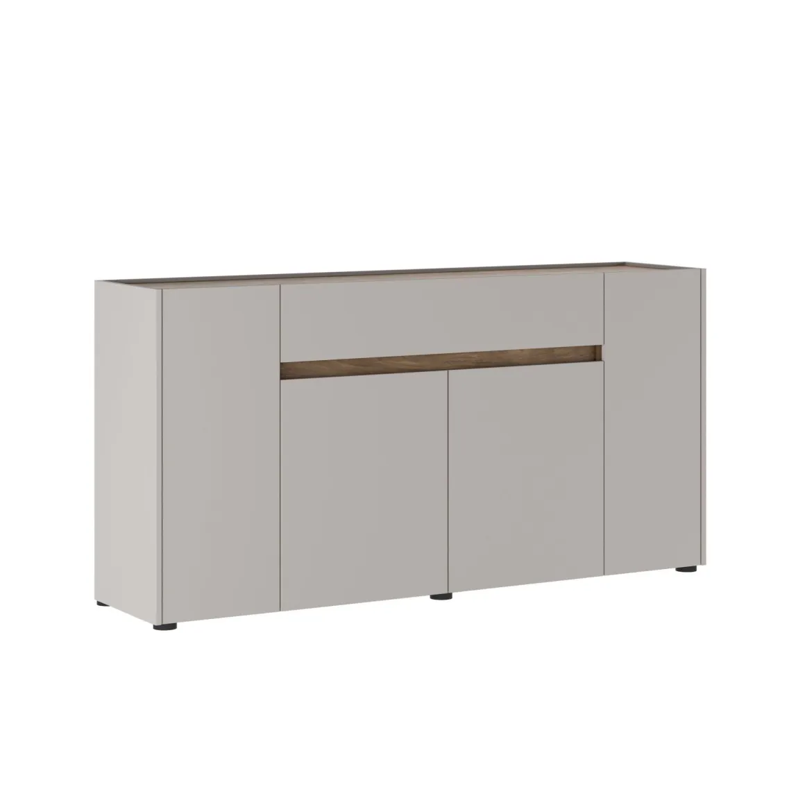 Credenza Beige Marrone Noce un Cassetto 3 Ripiani 170x40x85h cm, Apertura Battente - Cirimido
