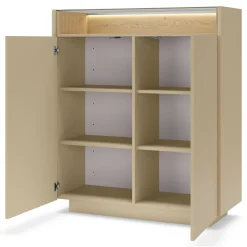 Credenze > Dmora Credenza Beige Marrone 4 Ripiani Apertura Battente 103x40x119h cm, 2 Ante - Halane Marrone, Beige