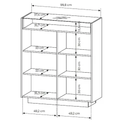 Credenza Beige Marrone Rovere 4 Ripiani Apertura Battente 103x40x119h cm, 2 Ante - Halane