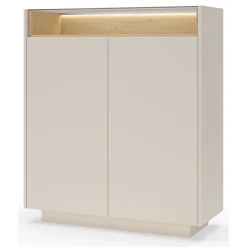 Credenza Beige Marrone Rovere 4 Ripiani Apertura Battente 103x40x119h cm, 2 Ante - Halane