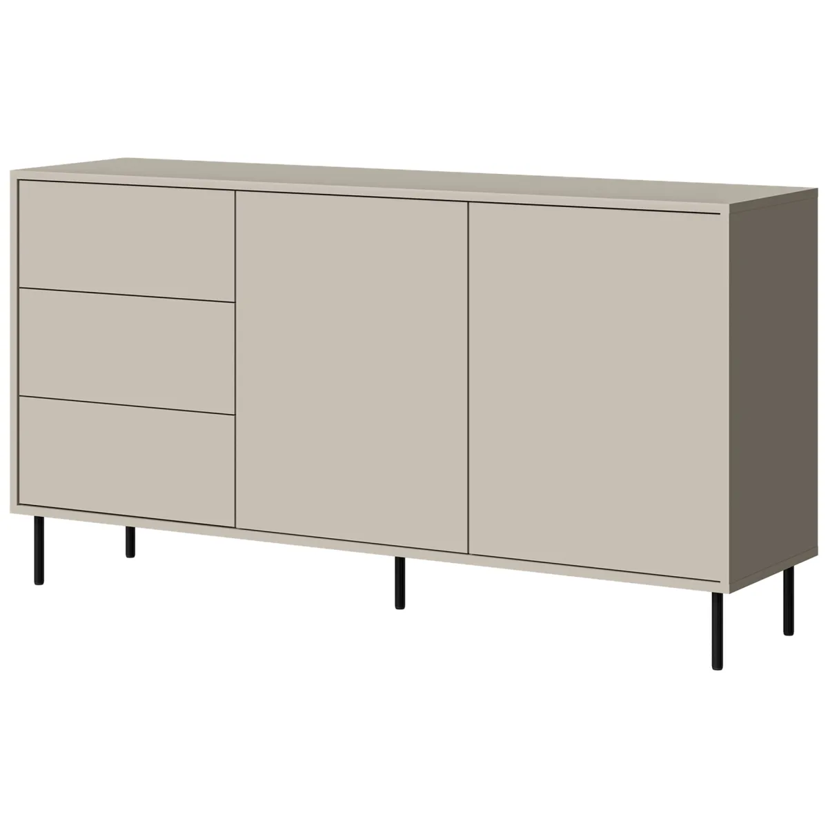 Madie|Credenze > Dmora Credenza Beige Nero 3 Cassetti 2 Ripiani 150x39x80h cm, Apertura Battente, Scorrevole - Civezza Nero, Beige Cashmere
