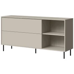 Credenze > Dmora Credenza Beige Nero 2 Ripiani Apertura a Ribalta 150x39x75h cm, 2 Ante - Cogoleto Nero, Beige Cashmere