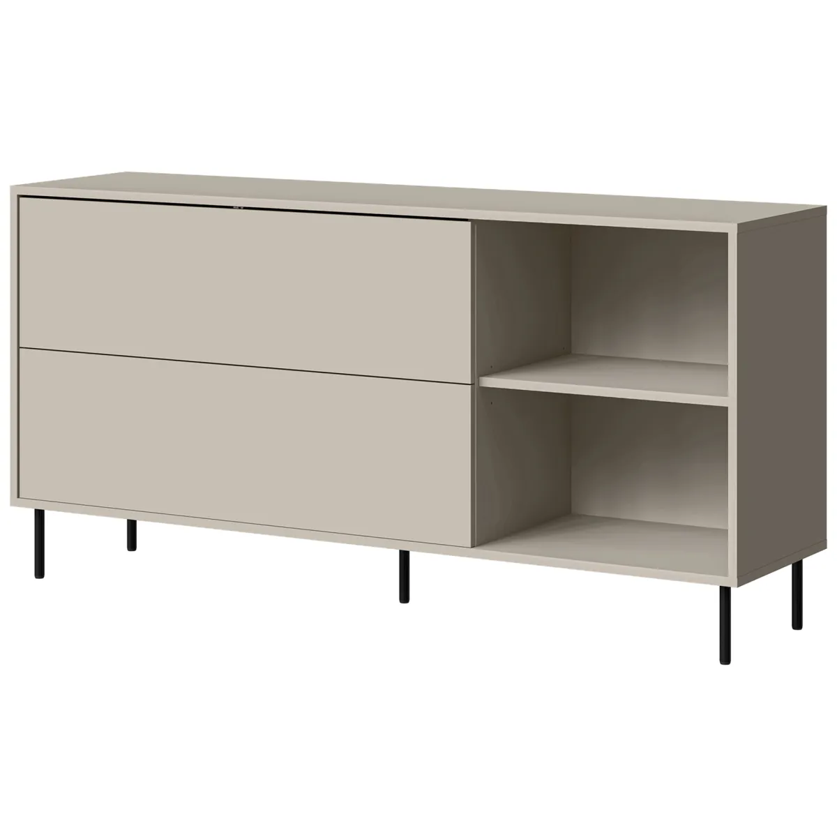 Credenze > Dmora Credenza Beige Nero 2 Ripiani Apertura a Ribalta 150x39x75h cm, 2 Ante - Cogoleto Nero, Beige Cashmere
