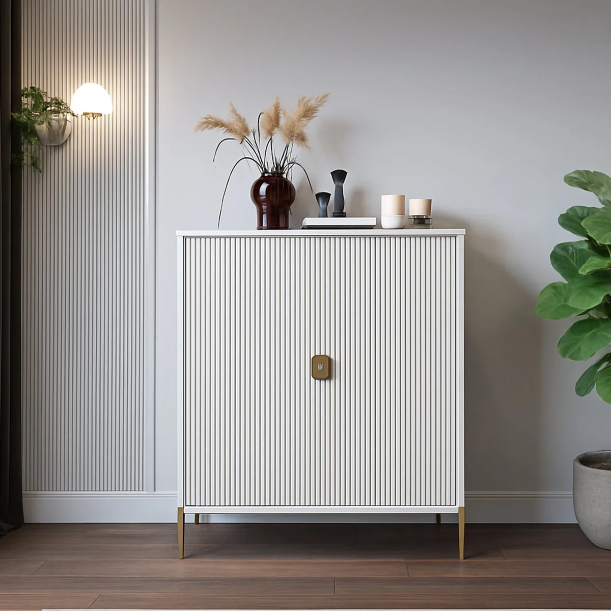 Madie|Credenze > Dmora Credenza Beige oro Cassetti 4 Ripiani 104x40x129h cm, Apertura Battente - Wallis Oro, Beige Cashmere