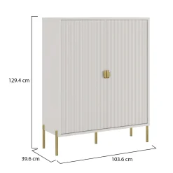 Madie|Credenze > Dmora Credenza Beige oro Cassetti 4 Ripiani 104x40x129h cm, Apertura Battente - Wallis Oro, Beige Cashmere