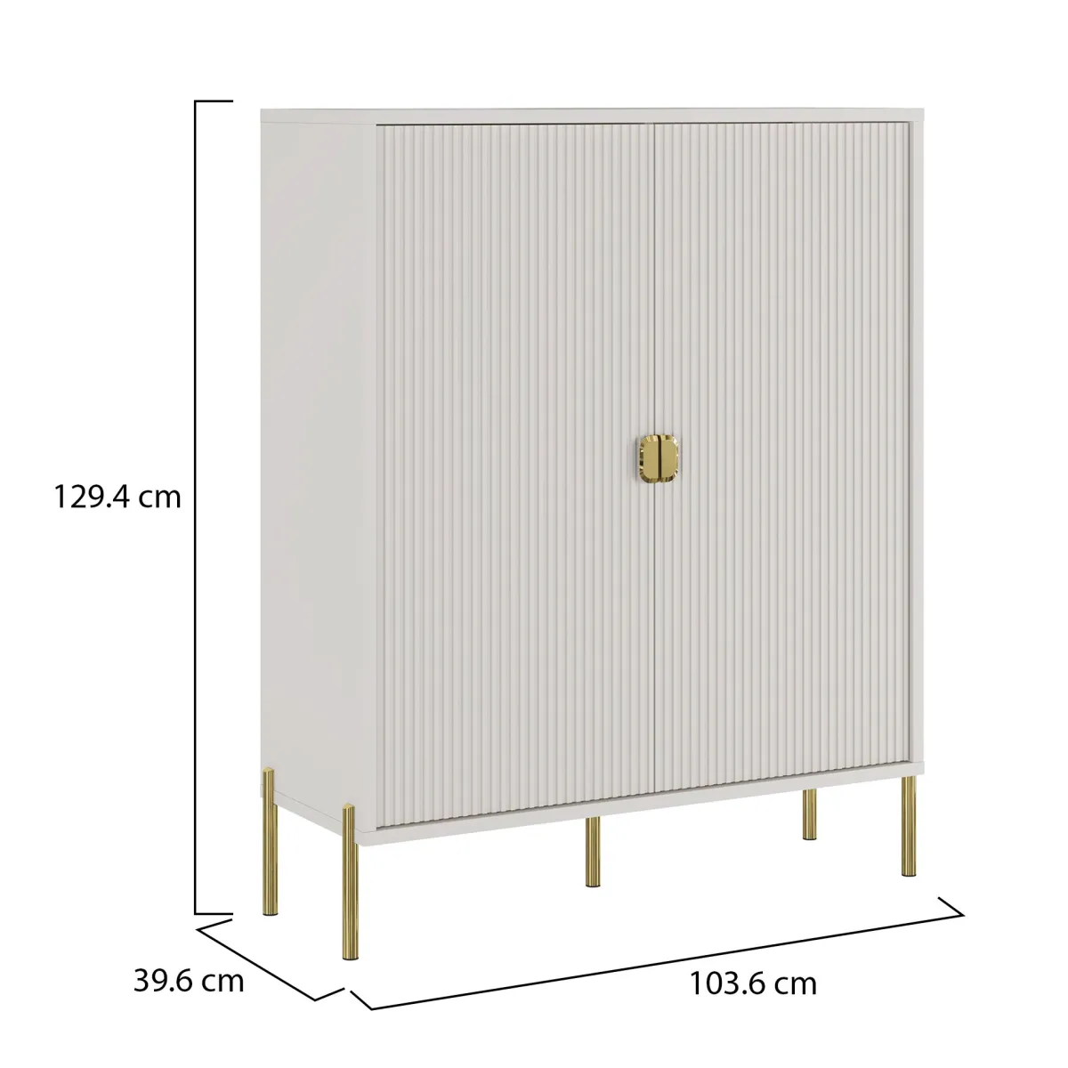 Madie|Credenze > Dmora Credenza Beige oro Cassetti 4 Ripiani 104x40x129h cm, Apertura Battente - Wallis Oro, Beige Cashmere