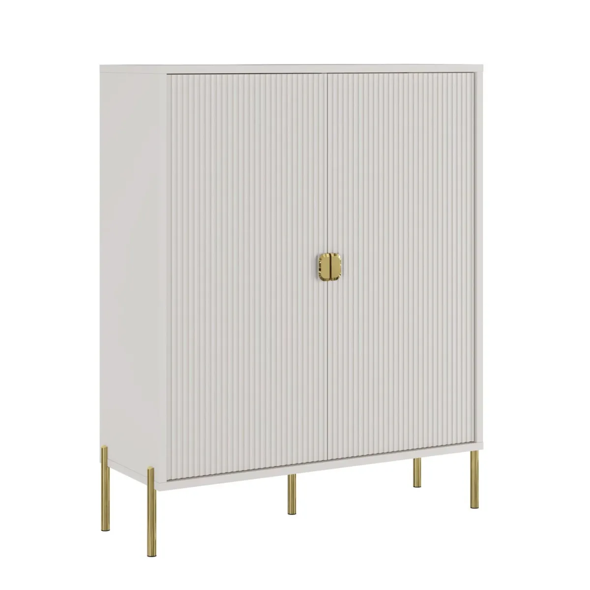 Madie|Credenze > Dmora Credenza Beige oro Cassetti 4 Ripiani 104x40x129h cm, Apertura Battente - Wallis Oro, Beige Cashmere