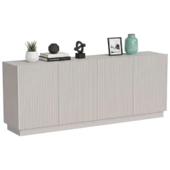 Madie|Credenze > Dmora Credenza Beige 4 Ripiani 4 Ante 200x40x78h cm, 8 Vani - Masainas Beige Cashmere