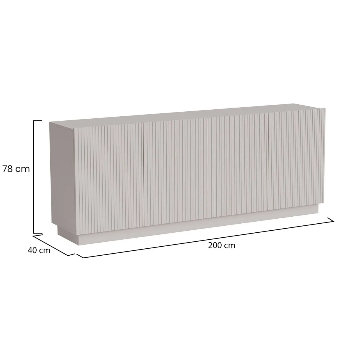 Madie|Credenze > Dmora Credenza Beige 4 Ripiani 4 Ante 200x40x78h cm, 8 Vani - Masainas Beige Cashmere