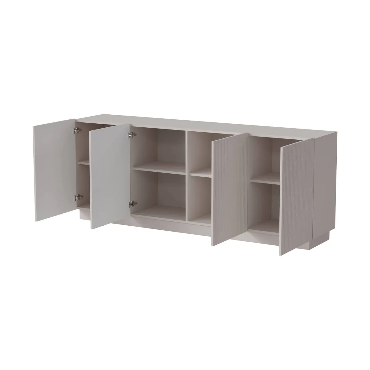 Madie|Credenze > Dmora Credenza Beige 4 Ripiani 4 Ante 200x40x78h cm, 8 Vani - Masainas Beige Cashmere