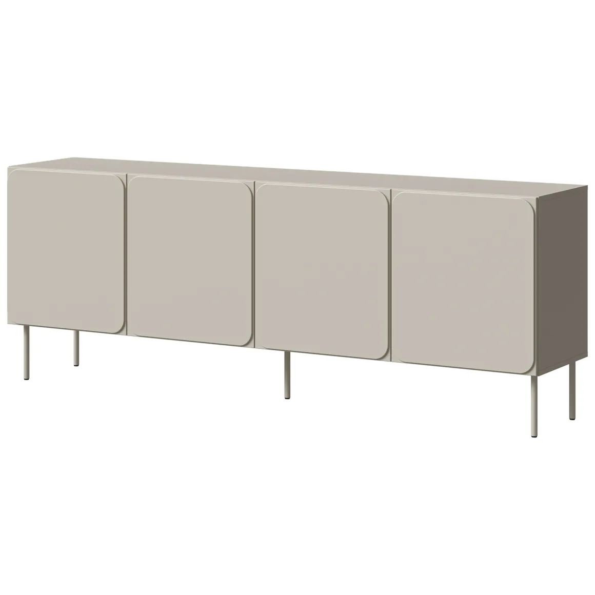 Credenza Beige 2 Ripiani Apertura Battente 200x42x75h cm, 4 Ante - Canino