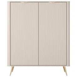 Credenze > Dmora Credenza 5 Ripiani Apertura Battente 104x40x123h cm, 3 Ante - Hatolaro Beige