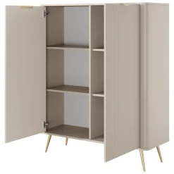 Credenze > Dmora Credenza 5 Ripiani Apertura Battente 104x40x123h cm, 3 Ante - Hatolaro Beige