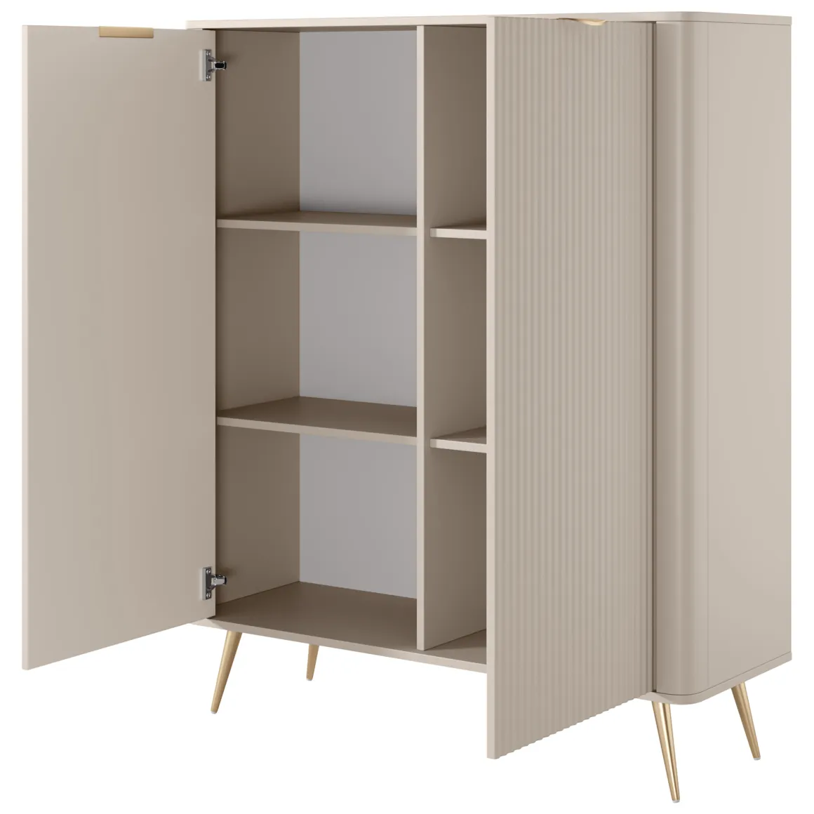 Credenze > Dmora Credenza 5 Ripiani Apertura Battente 104x40x123h cm, 3 Ante - Hatolaro Beige