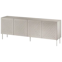Madie|Credenze > Dmora Credenza Beige 2 Ripiani 6 Vani 200.5x42x75h cm, 4 Ante - Carema Beige Cashmere