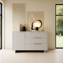 Credenza beige 120x41x90h cm 1 anta e 3 cassetti - Rubiera