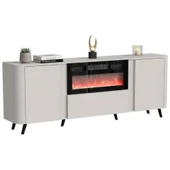 Madie|Credenze > Dmora Credenza beige 190x40x68h cm 3 ante - Briano Beige Cashmere