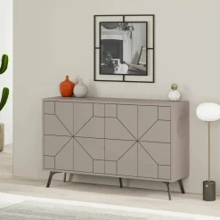 Madie|Credenze > Dmora Credenza 123x35x62h cm 4 ante - Earl Beige