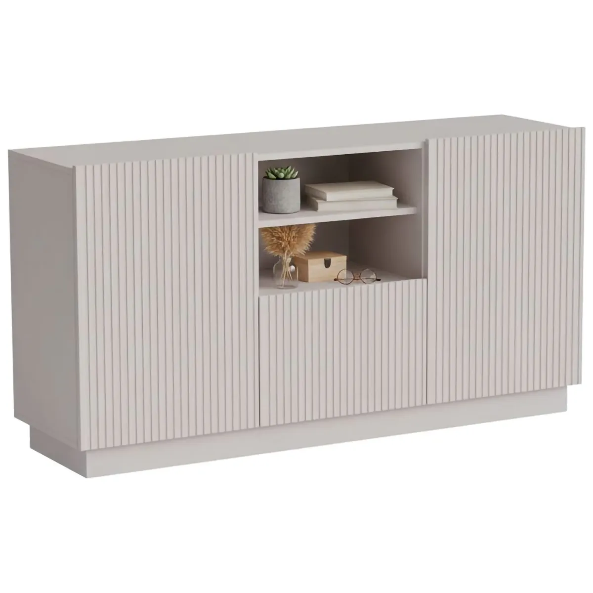 Madie|Credenze > Dmora Credenza beige 150x40x78h cm 2 ante e 1 cassetto - Serchio Beige Cashmere