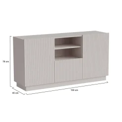 Madie|Credenze > Dmora Credenza beige 150x40x78h cm 2 ante e 1 cassetto - Serchio Beige Cashmere