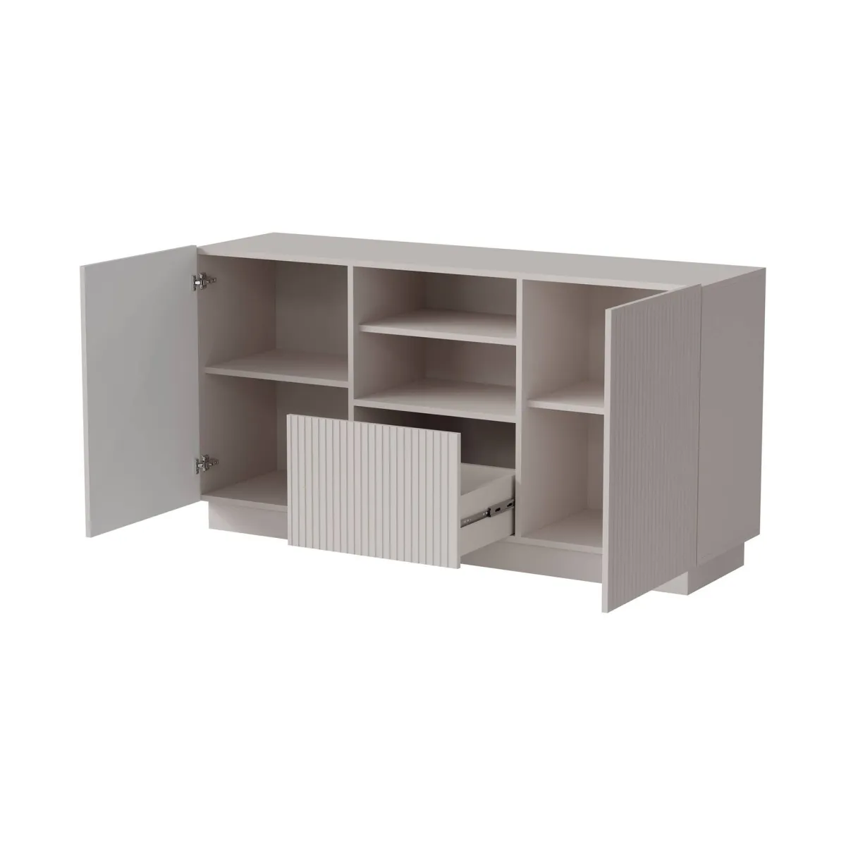 Madie|Credenze > Dmora Credenza beige 150x40x78h cm 2 ante e 1 cassetto - Serchio Beige Cashmere