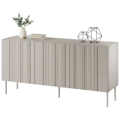 Madie|Credenze > Dmora Credenza beige 150x42x75h cm 3 ante - Spirano Beige Cashmere