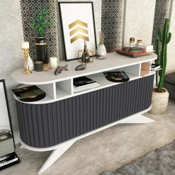 Credenza bianca e antracite 150x43x75h cm 2 ante - Joy
