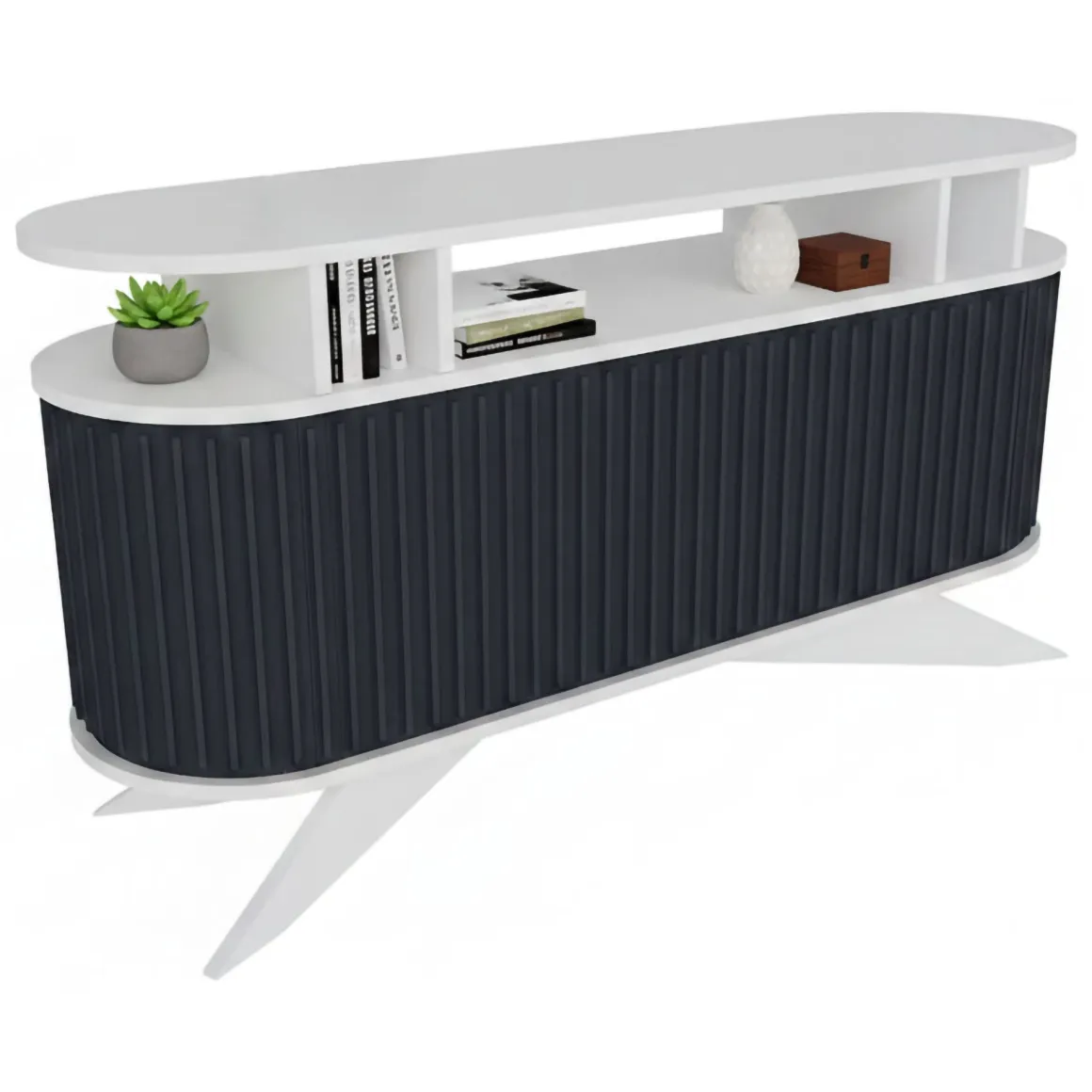 Credenza bianca e antracite 150x43x75h cm 2 ante - Joy