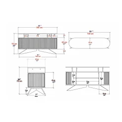 Credenza bianca e antracite 150x43x75h cm 2 ante - Joy