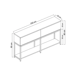 Cucina|Madie > Dmora Credenza bianca e argento 150x30x80h cm 2 ante - Basilia Argento, Bianco