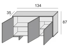 Credenza bianca e beige 134x35x87h cm 3 ante e 1 cassetto - Arius
