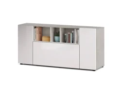 Credenza bianca e cemento 150x41x76h cm 3 ante - Crisantemo