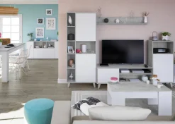 Credenza bianca e cemento 150x41x76h cm 3 ante - Crisantemo