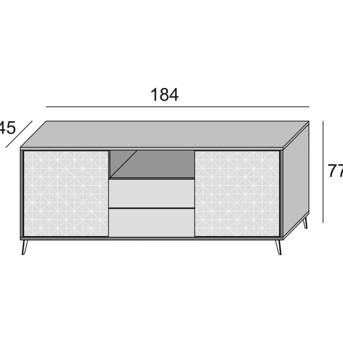 Credenza bianca e cemento 184x45x77h cm 2 ante e 2 cassetti - Azis