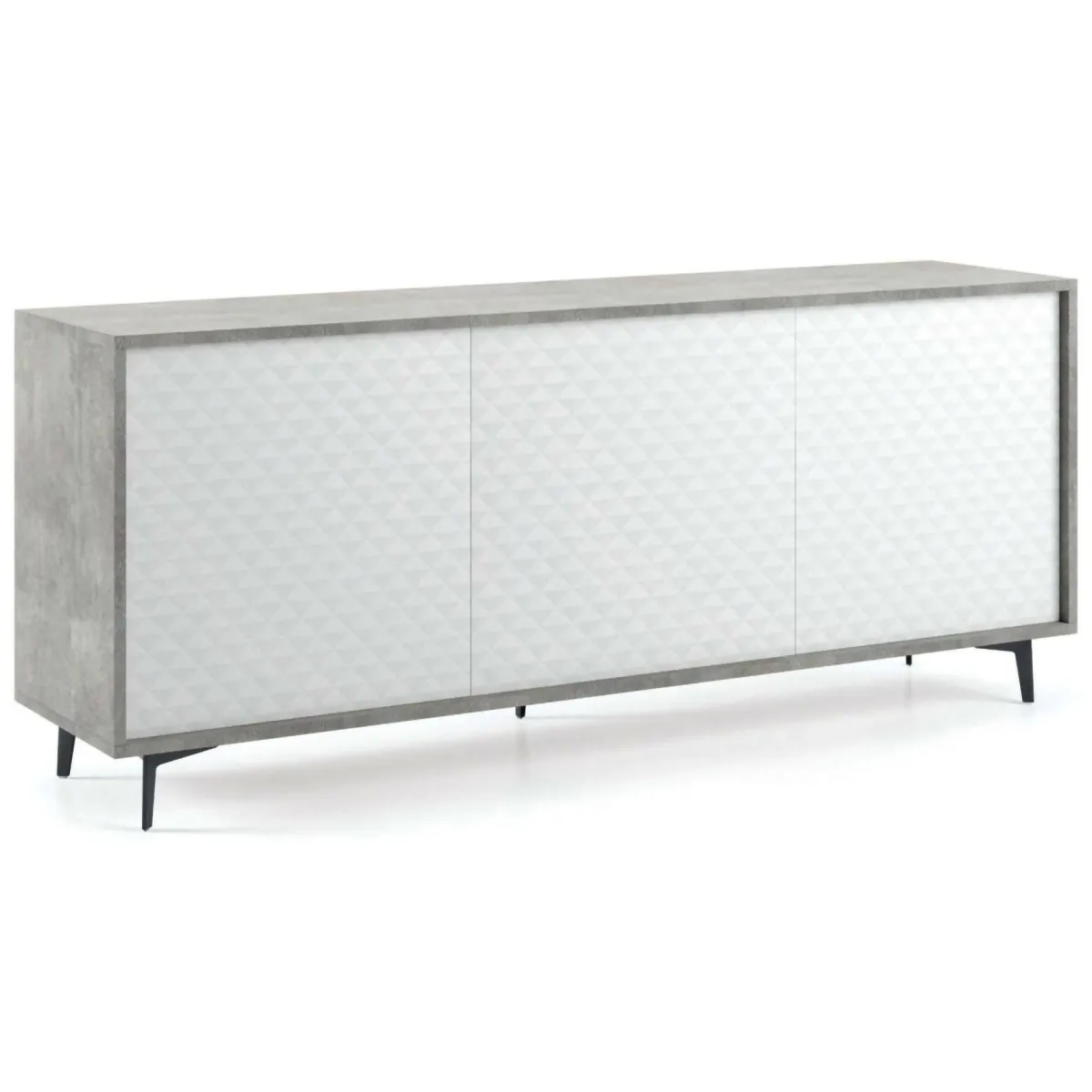 Cucina|Madie > Dmora Credenza bianca e cemento 184x45x77h cm 3 ante - Aminda Grigio, Bianco Cemento