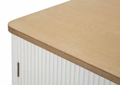 Madie|Credenze > Dmora Credenza bianca e marrone 117x37x90h cm 2 ante e 4 cassetti - Acute Marrone, Bianco