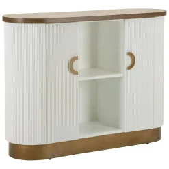 Madie|Credenze > Dmora Credenza bianca e marrone 79x48x67h cm 2 ante - Kolinsky Marrone, Bianco Noce