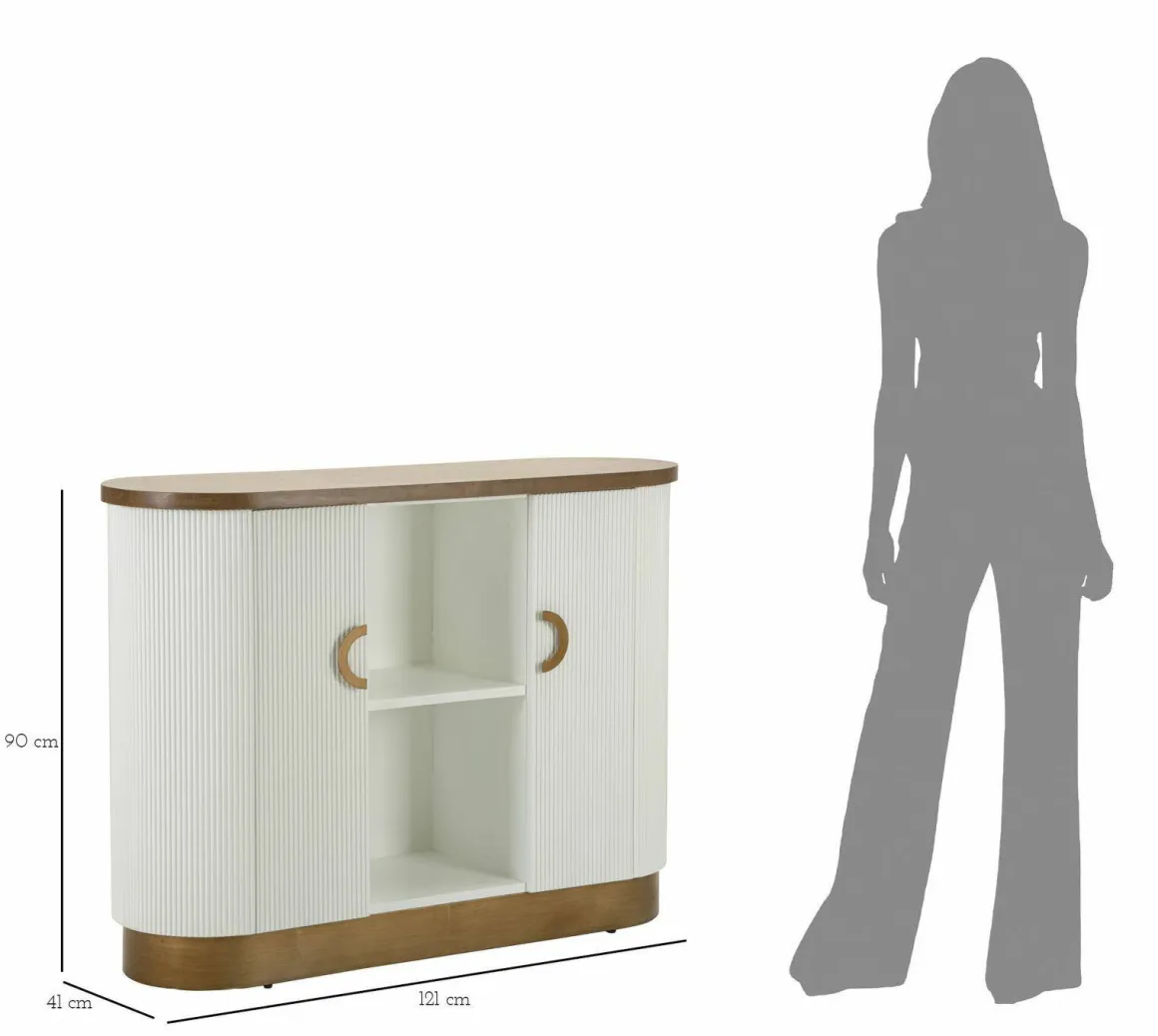 Madie|Credenze > Dmora Credenza bianca e marrone 79x48x67h cm 2 ante - Kolinsky Marrone, Bianco Noce