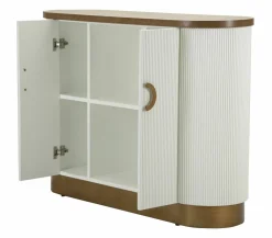 Madie|Credenze > Dmora Credenza bianca e marrone 79x48x67h cm 2 ante - Kolinsky Marrone, Bianco Noce