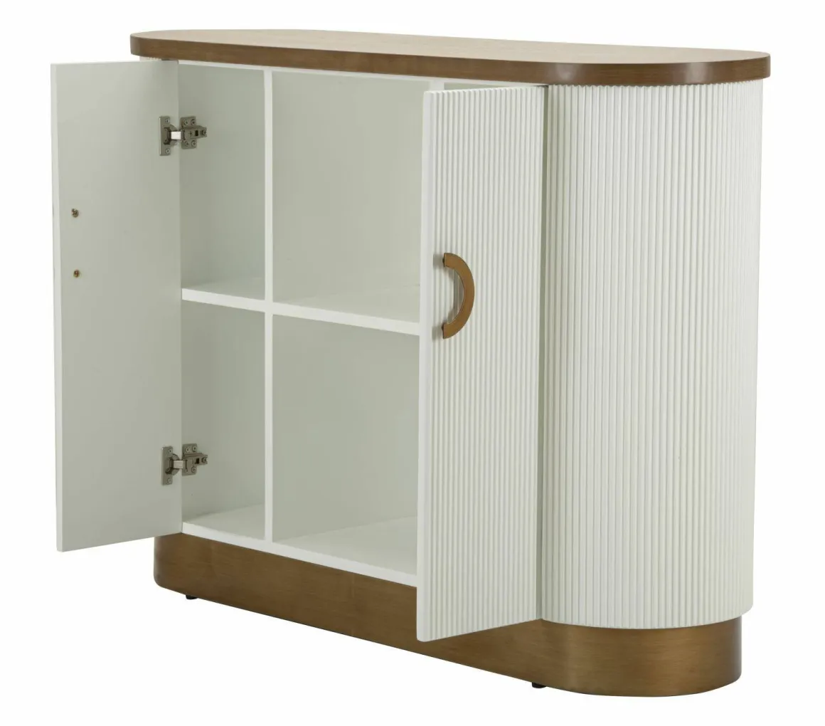 Madie|Credenze > Dmora Credenza bianca e marrone 79x48x67h cm 2 ante - Kolinsky Marrone, Bianco Noce