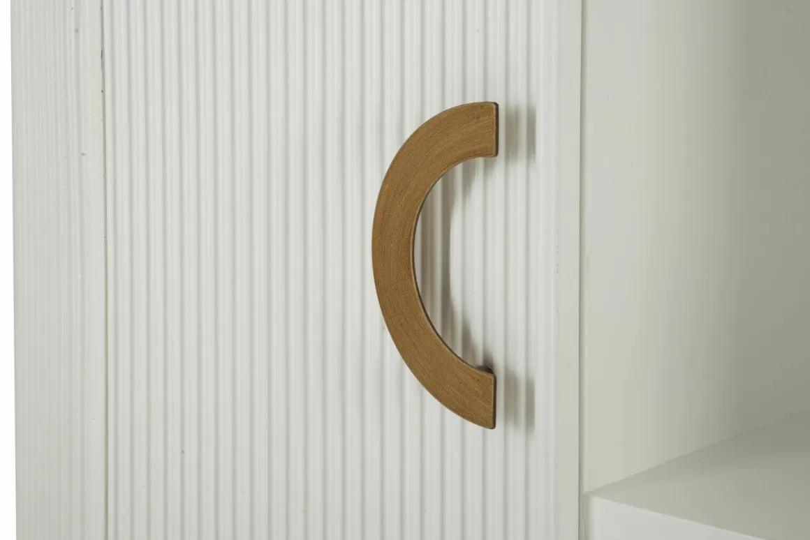 Madie|Credenze > Dmora Credenza bianca e marrone 79x48x67h cm 2 ante - Kolinsky Marrone, Bianco Noce