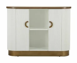 Madie|Credenze > Dmora Credenza bianca e marrone 79x48x67h cm 2 ante - Kolinsky Marrone, Bianco Noce