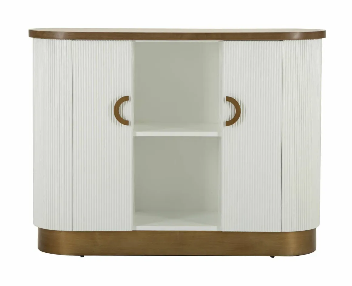 Madie|Credenze > Dmora Credenza bianca e marrone 79x48x67h cm 2 ante - Kolinsky Marrone, Bianco Noce