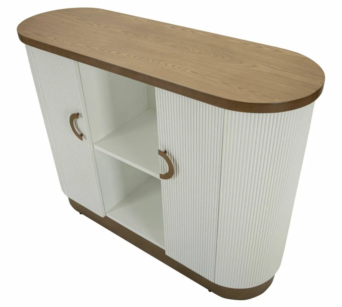 Madie|Credenze > Dmora Credenza bianca e marrone 79x48x67h cm 2 ante - Kolinsky Marrone, Bianco Noce