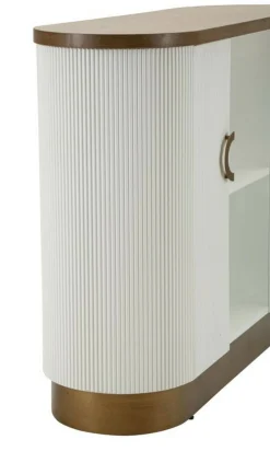 Madie|Credenze > Dmora Credenza bianca e marrone 79x48x67h cm 2 ante - Kolinsky Marrone, Bianco Noce