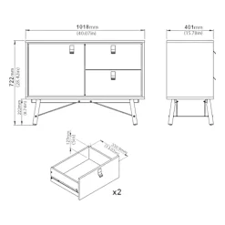 Cucina|Madie > Dmora Credenza bianca e nera 150x30x80h cm 2 ante - Basilia Nero, Bianco