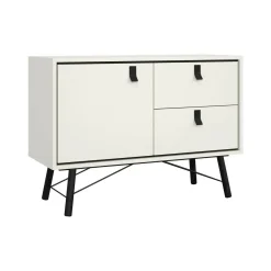 Cucina|Madie > Dmora Credenza bianca e nera 150x30x80h cm 2 ante - Basilia Nero, Bianco