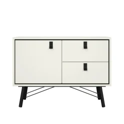 Credenza bianca e nera 101x40x72h cm 1 anta e 2 cassetti - Arconate