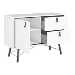 Credenza bianca e nera 101x40x72h cm 1 anta e 2 cassetti - Arconate